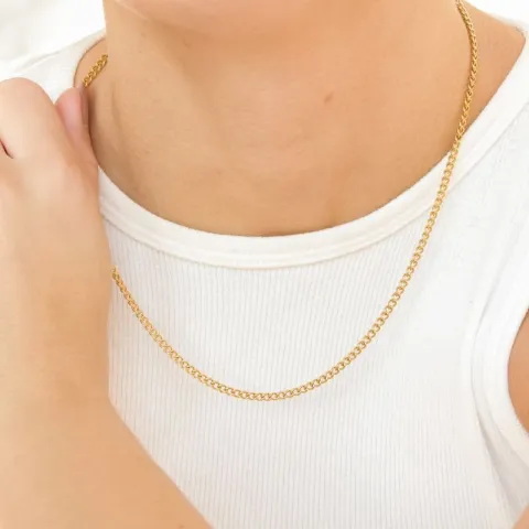 vanntett halskjede i forgylt stål 45 + 5 cm x 3 mm  - OCEANA