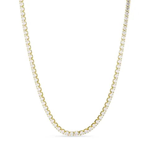 vanntett zirkon halskjede i forgylt stål 40+5 cm x 3 mm  - OCEANA