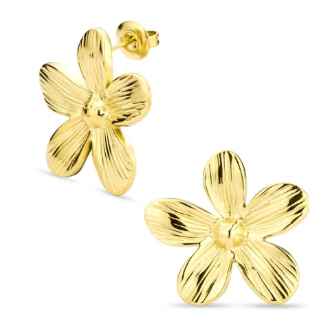 vanntette blomst øredobber i forgylt stål - OCEANA