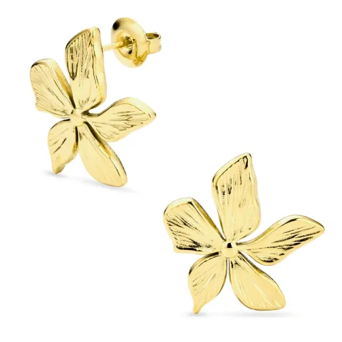 vanntette blomst øredobber i forgylt stål - OCEANA