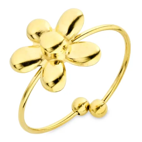 justerbar blomst ring i forgylt stål - OCEANA