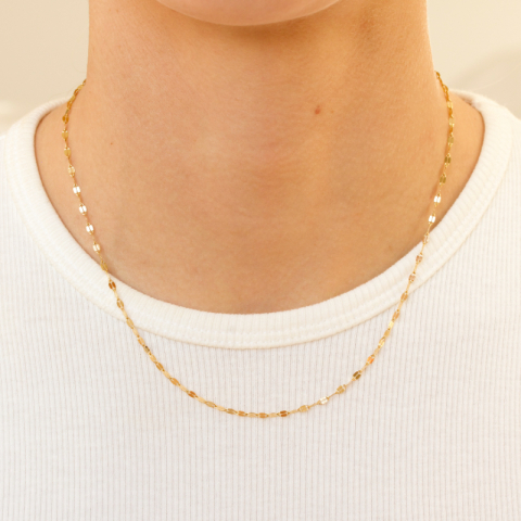 vanntett halskjede i forgylt stål 40+5 cm x 2 mm  - OCEANA