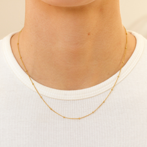 vanntett kule halskjede i forgylt stål 40+5 cm x 2,0 mm  - OCEANA