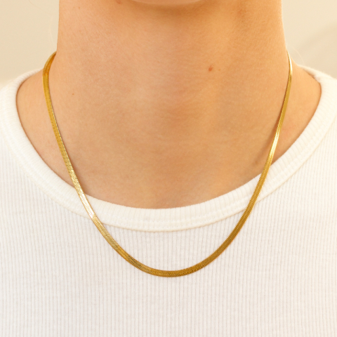 vanntett slangehalskjede i forgylt stål 40+5 cm x 3 mm  - OCEANA