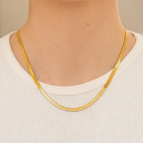 vanntett slangehalskjede i forgylt stål 40+5 cm x 4 mm  - OCEANA