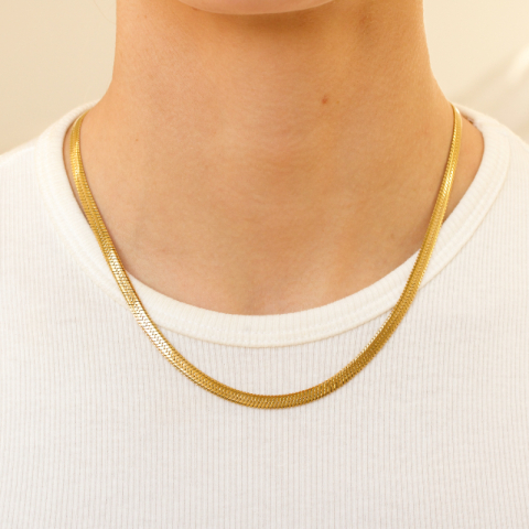 vanntett slangehalskjede i forgylt stål 40+5 cm x 5 mm  - OCEANA