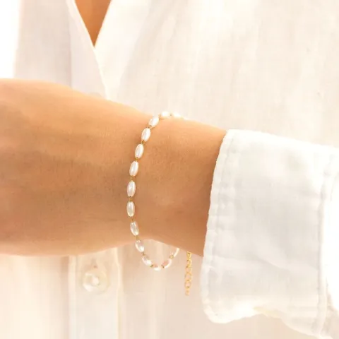 vanntett perle armbånd i forgylt stål - OCEANA