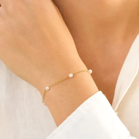 vanntett perle armbånd i forgylt stål - OCEANA