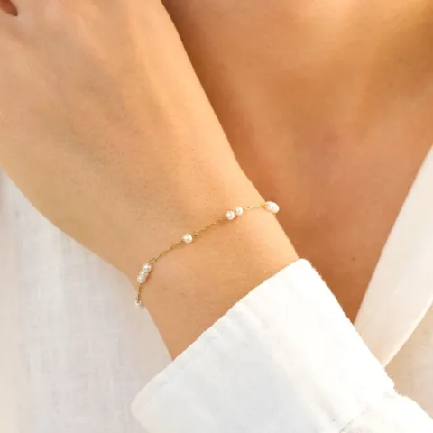 vanntett perle armbånd i forgylt stål - OCEANA