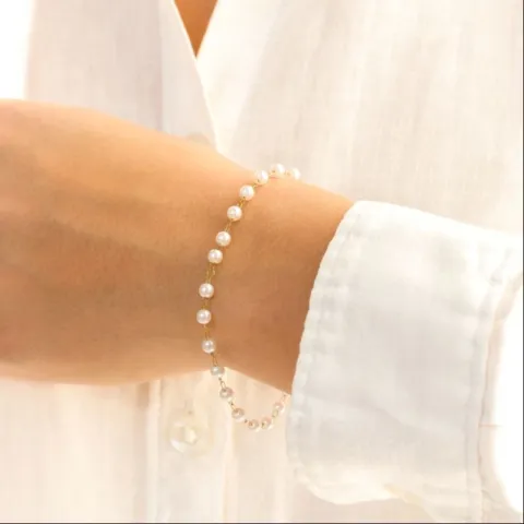 vanntett perle armbånd i forgylt stål - OCEANA