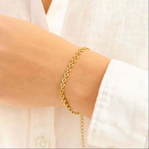 vanntett hjerte armbånd i forgylt stål - OCEANA