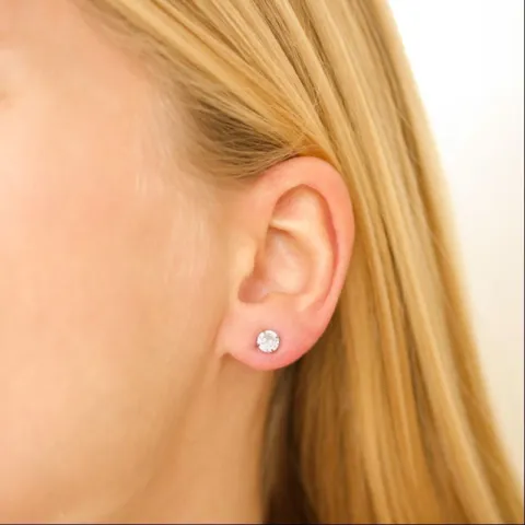 5 mm vanntette solitaireørepynt i forgylt stål - OCEANA