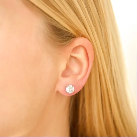 7 mm vanntette zirkon solitaireørepynt i forgylt stål - OCEANA