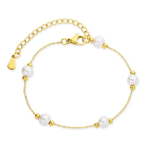 vanntett perle armbånd i forgylt stål - OCEANA