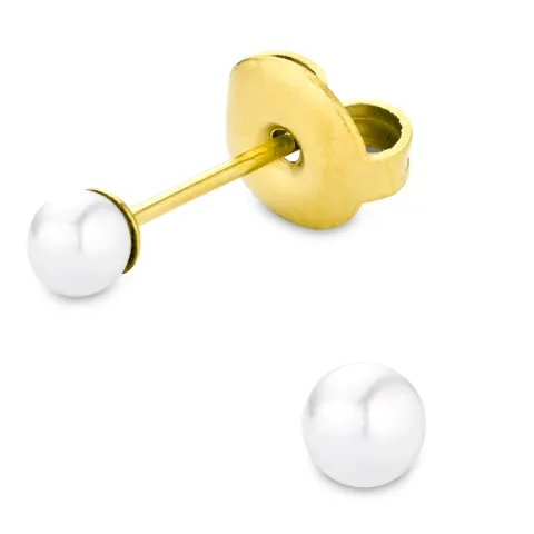 3 mm vanntette perle ørestikker i forgylt stål - OCEANA