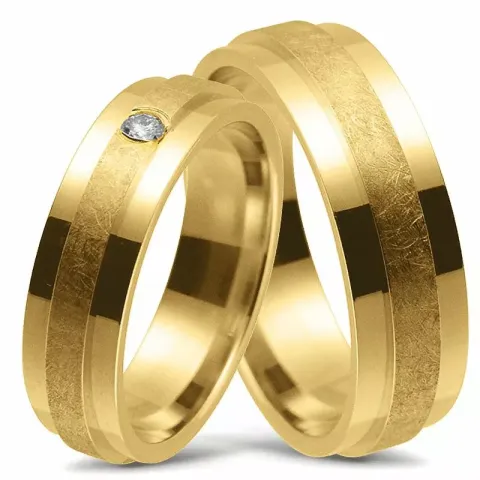 Bredde gifteringer i 14 karat gull 0,06 ct - par
