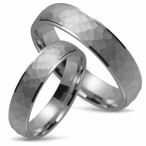 Hamret gifteringer i 14 karat hvitt gull - par