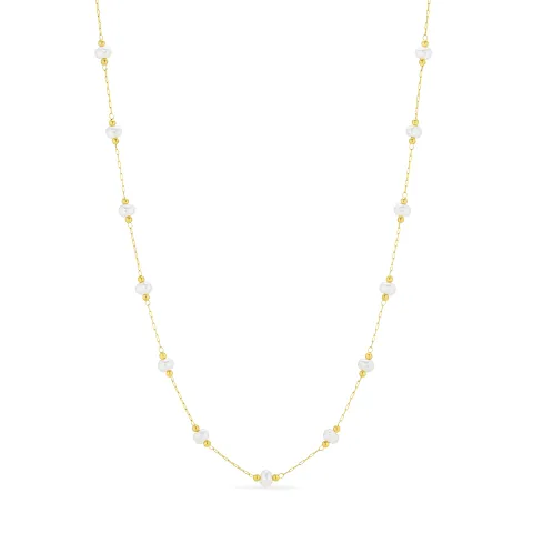vanntett perle halskjede i forgylt stål - OCEANA