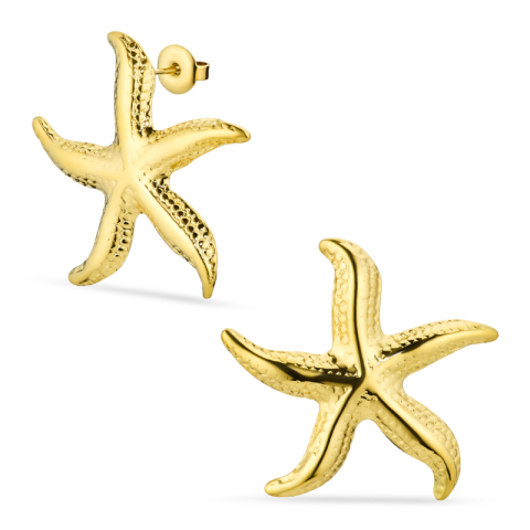 vanntette sjøstjerne øredobber i forgylt stål - OCEANA