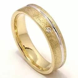 Tofarget diamant giftering i 14 karat gull og hvitt gull 1 x 0,025 ct