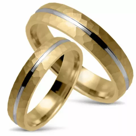 Hamret gifteringer i 14 karat gull og hvitt gull - par