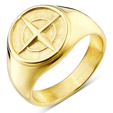 vanntett stjerne ring i forgylt stål