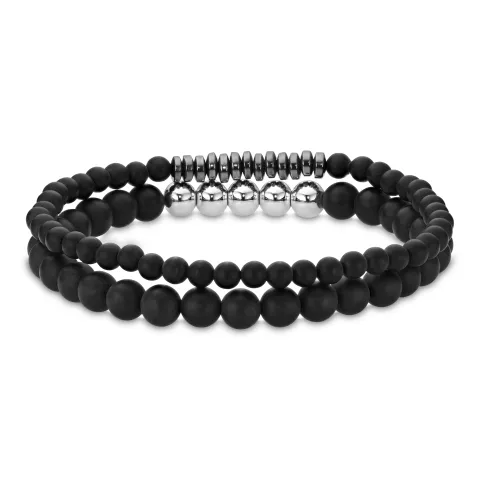 vanntett onyks armbånd i stål