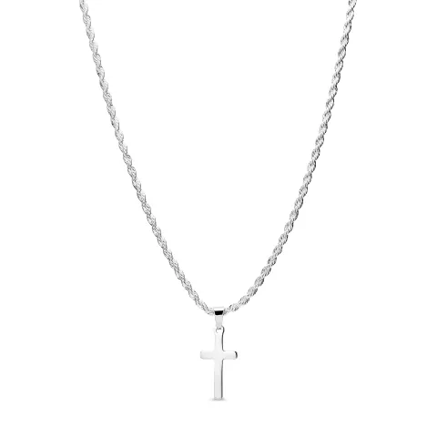 vanntett halskjede i stål med korsanheng i stål