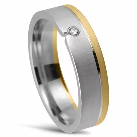 Tofarget Damering i 14 karat gull og hvitt gull 0,030 ct