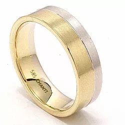 Bred Tofarget giftering i 14 karat gull og hvitt gull