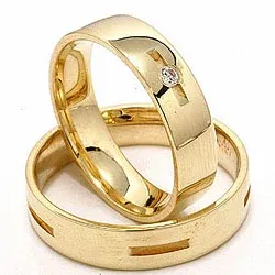 Gifteringer i 14 karat gull 1 x 0,035 ct - par