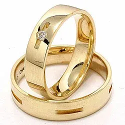 Gifteringer i 14 karat gull 1 x 0,035 ct - par