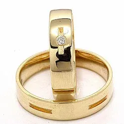 Gifteringer i 14 karat gull 1 x 0,035 ct - par