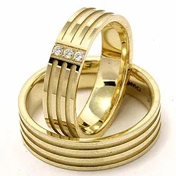 Gifteringer i 14 karat gull 0,018 ct - par