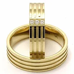 Gifteringer i 14 karat gull 0,018 ct - par