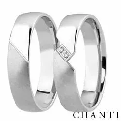 Matt og blank gifteringer i 14 karat hvitt gull 0,016 ct - par