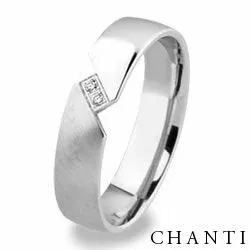 matt og blank giftering i 14 karat hvitt gull 0,016 ct