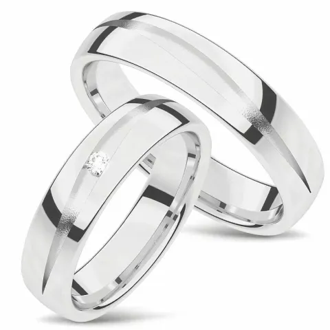 gifteringer i 14 karat hvitt gull 0.03 ct - par