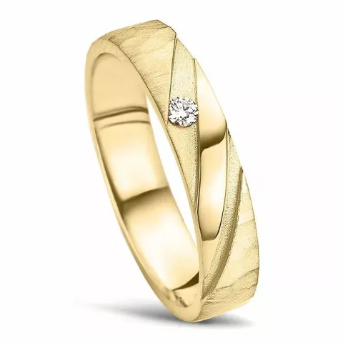 Hamret Damering i 14 karat gull 0,04 ct