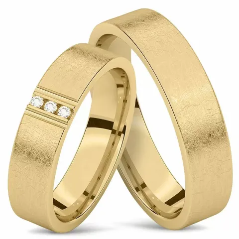 Strukturert gifteringer i 14 karat gull 0,01 ct - par
