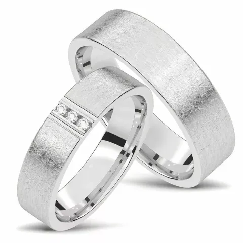 Strukturert gifteringer i 14 karat hvitt gull 0,01 ct - par