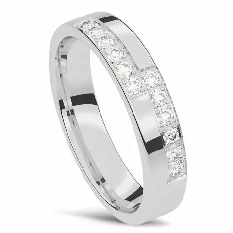 Elegant Damering i 14 karat hvitt gull 0,0165 ct