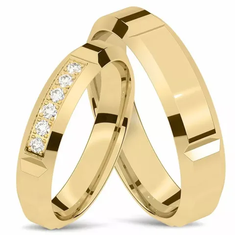 blanke  gifteringer i 14 karat gull 0,0165 ct - par