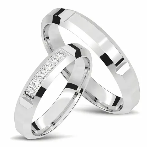 gifteringer i 14 karat hvitt gull 0,0165 ct - par