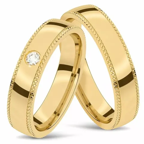 gifteringer i 14 karat gull 0,05 ct - par