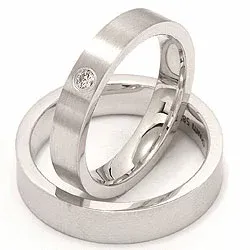 Gifteringer i 14 karat hvitt gull 0,05 ct - par
