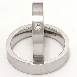 Gifteringer i 14 karat hvitt gull 0,05 ct - par
