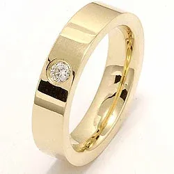 Giftering i 14 karat gull 0,10 ct