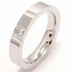 Elegant briljant giftering i 14 karat hvitt gull 0,10 ct