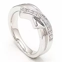 Elegant zirkon ring i rodinert sølv